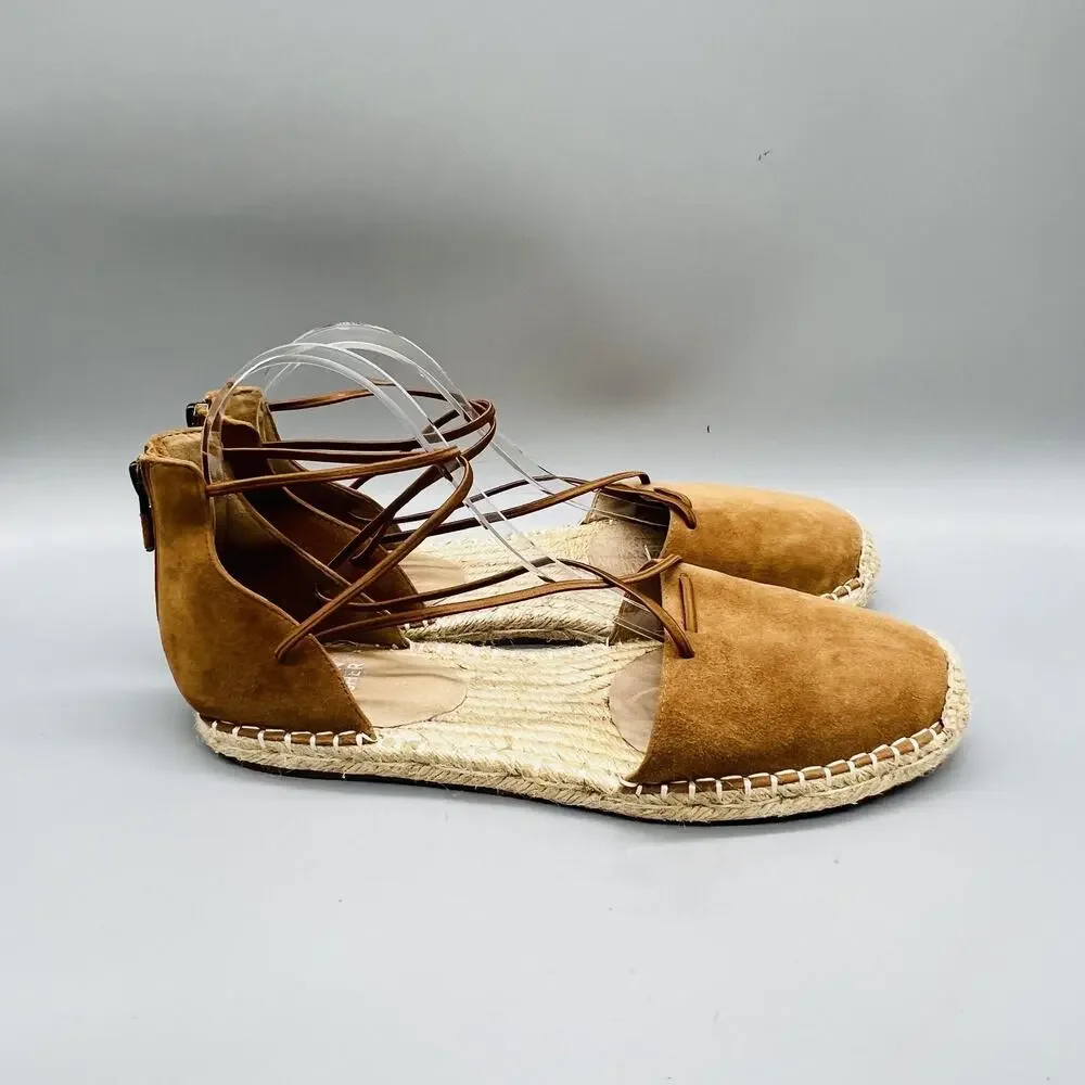 Eileen Fisher Sandals Womens 10 Brown Suede Espadrille Ankle Lace Up Shoes